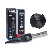 NEIKO 10614B Step Drill Bit, 2 Steps 3/8" to 1/2" Straight M35 Cobalt, AlTiSiN Coated, 1/4" Tri-Flat Step Bits for Steel, Metal, Wood, Plastic, Unibit Cone Drill Bits, Two Flute