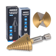 NEIKO 10620A Step Drill Bit, 1 Step 7/8" Straight High Speed Steel, Titanium Nitride Coated, 1/4" Quick Change Step Bits for Steel, Metal, Wood, Plastic, Unibit Cone Drill Bits, Two Flute