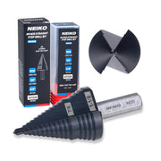 NEIKO 10626B Step Drill Bit, 2 Steps 7/8" to 1-1/8" Straight M35 Cobalt, AlTiSiN Coated, 3/8" Tri-Flat Step Bits for Steel, Metal, Wood, Plastic, Unibit Cone Drill Bits, Two Flute