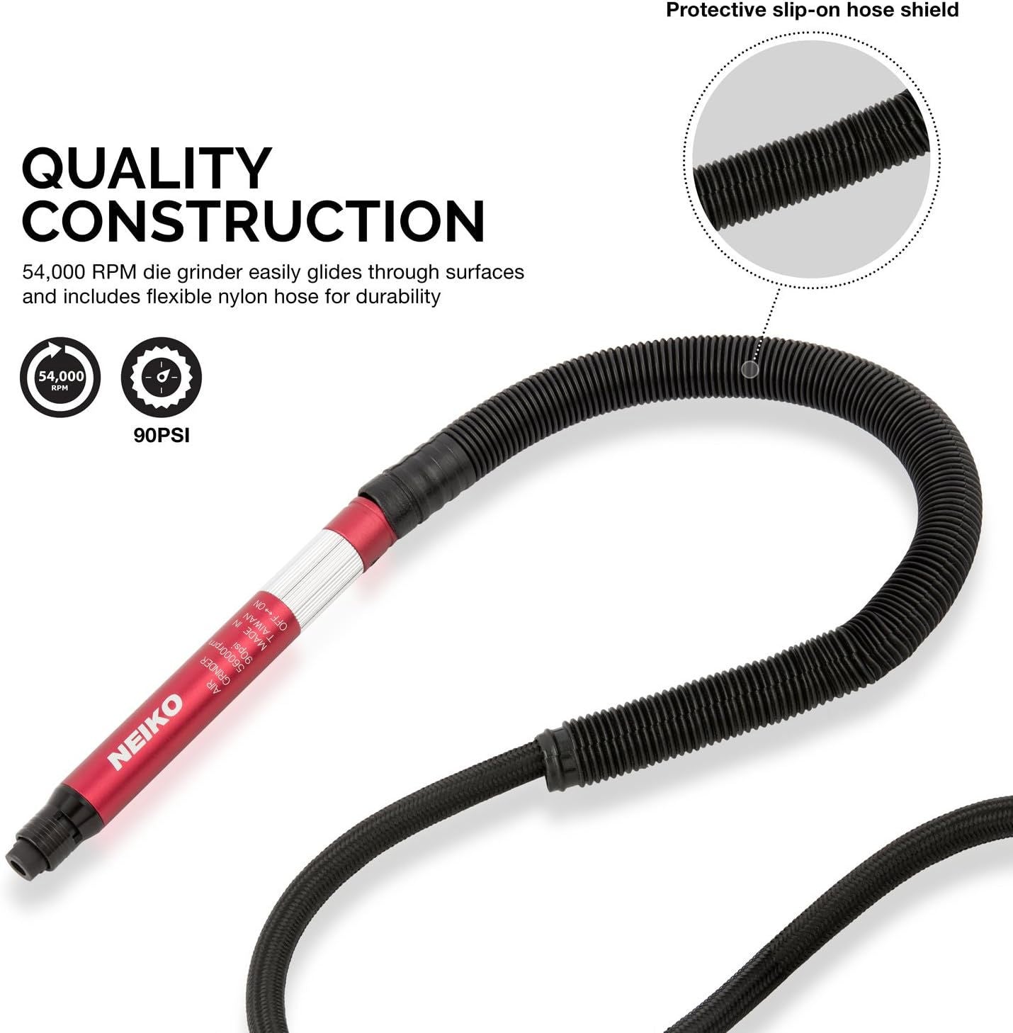 Micro Air Die Grinder, 1/8" (3mm) Capacity, Pencil Type, 54,000 RPM, For Cleaning Dies, Rotors