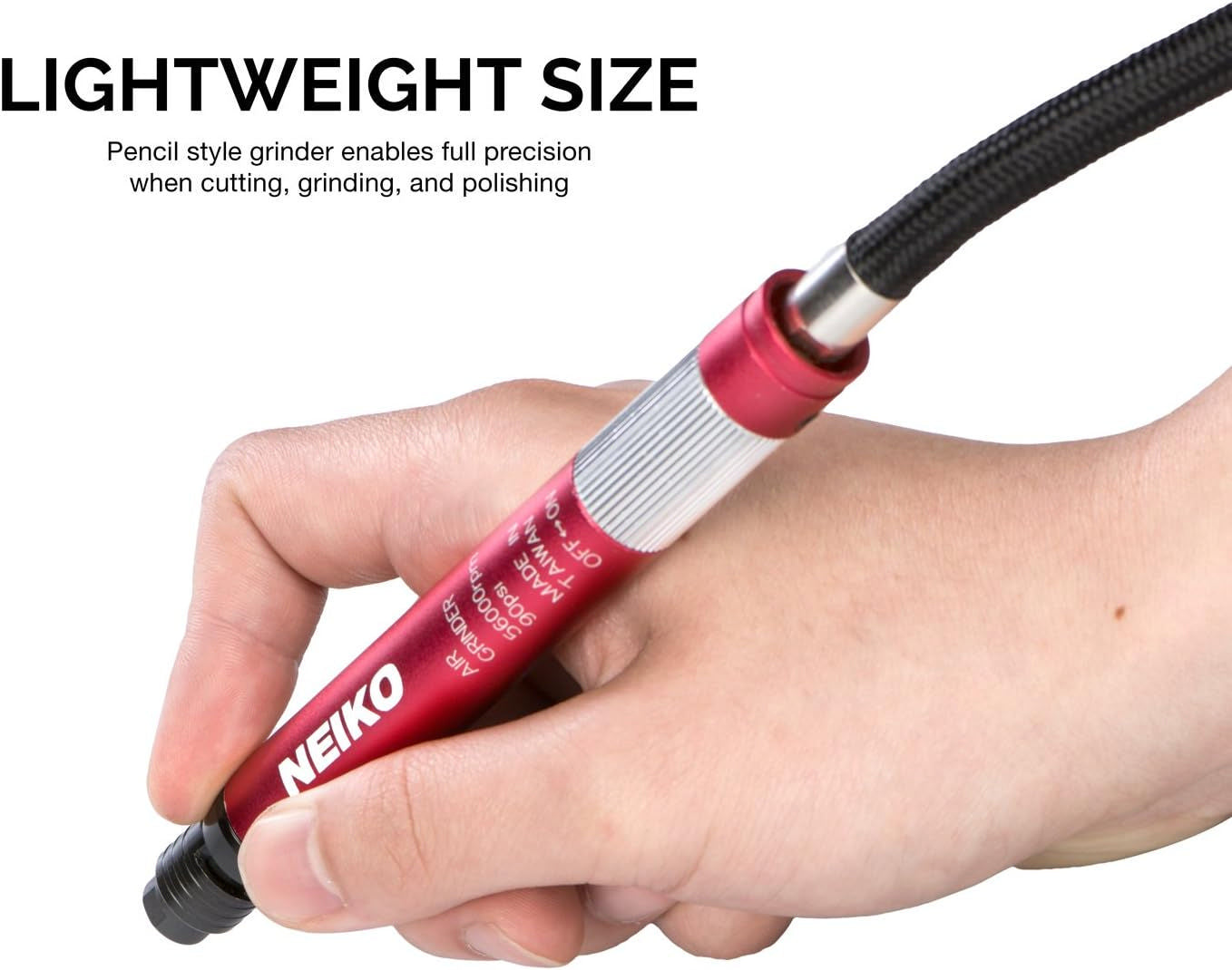 Micro Air Die Grinder, 1/8" (3mm) Capacity, Pencil Type, 54,000 RPM, For Cleaning Dies, Rotors