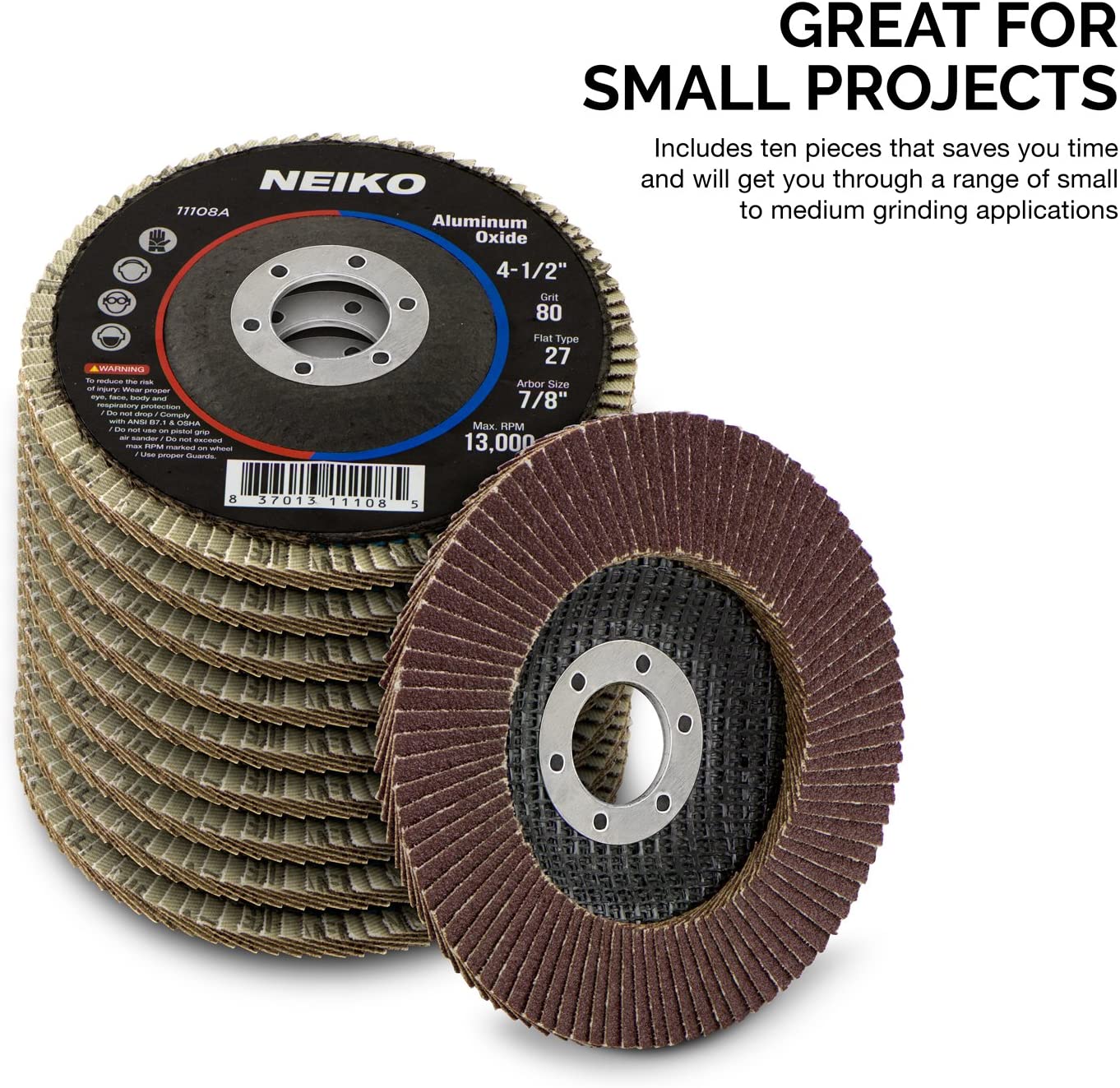 10 Pack Aluminum Oxide Flap Discs 4-1/2 for Angle Grinder, 80 Grit Flapper Wheel