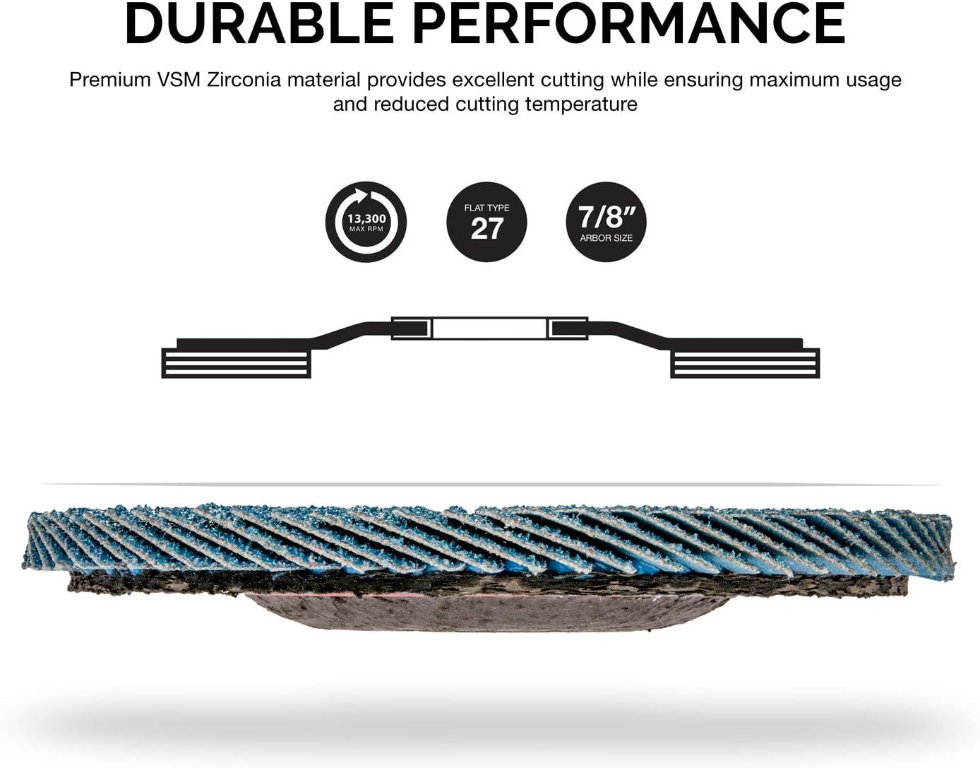 Zirconia Flap Disc – 40 Grit, 4.5” x 7/8”, T27 (10-Pack)