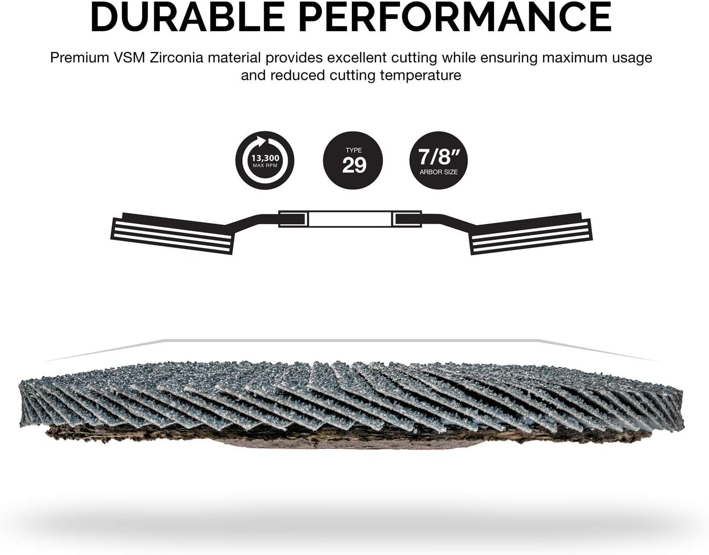 Zirconia Flap Disc – 40 Grit, 4.5” x 7/8”, T29 (10-Pack)