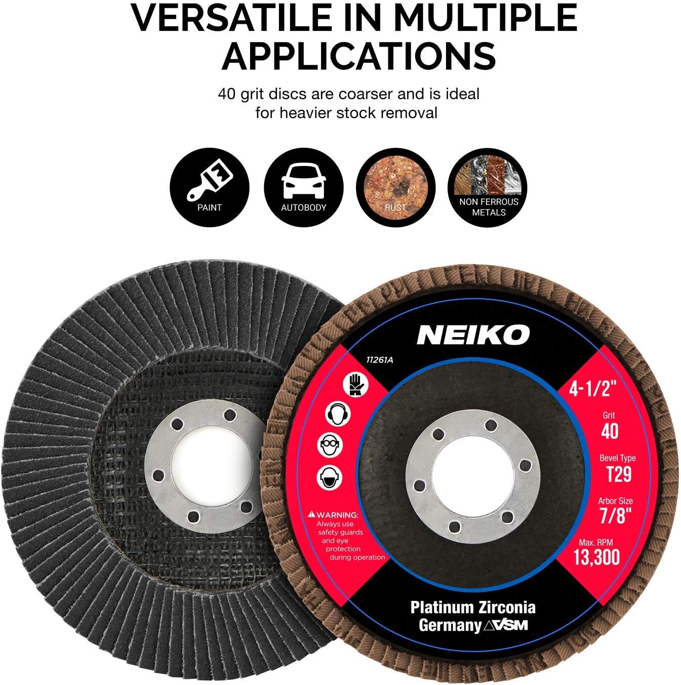 Zirconia Flap Disc – 40 Grit, 4.5” x 7/8”, T29 (10-Pack)