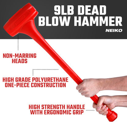 9 lb Dead Blow Hammer – One-Piece Steel Core, 30” Handle