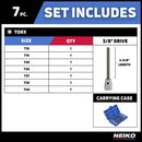 NEIKO 10080A 3/8” Drive Extra Long Torx Star Bit Socket Set | 7 Piece | T10 to T40 | 4-3/8” Length