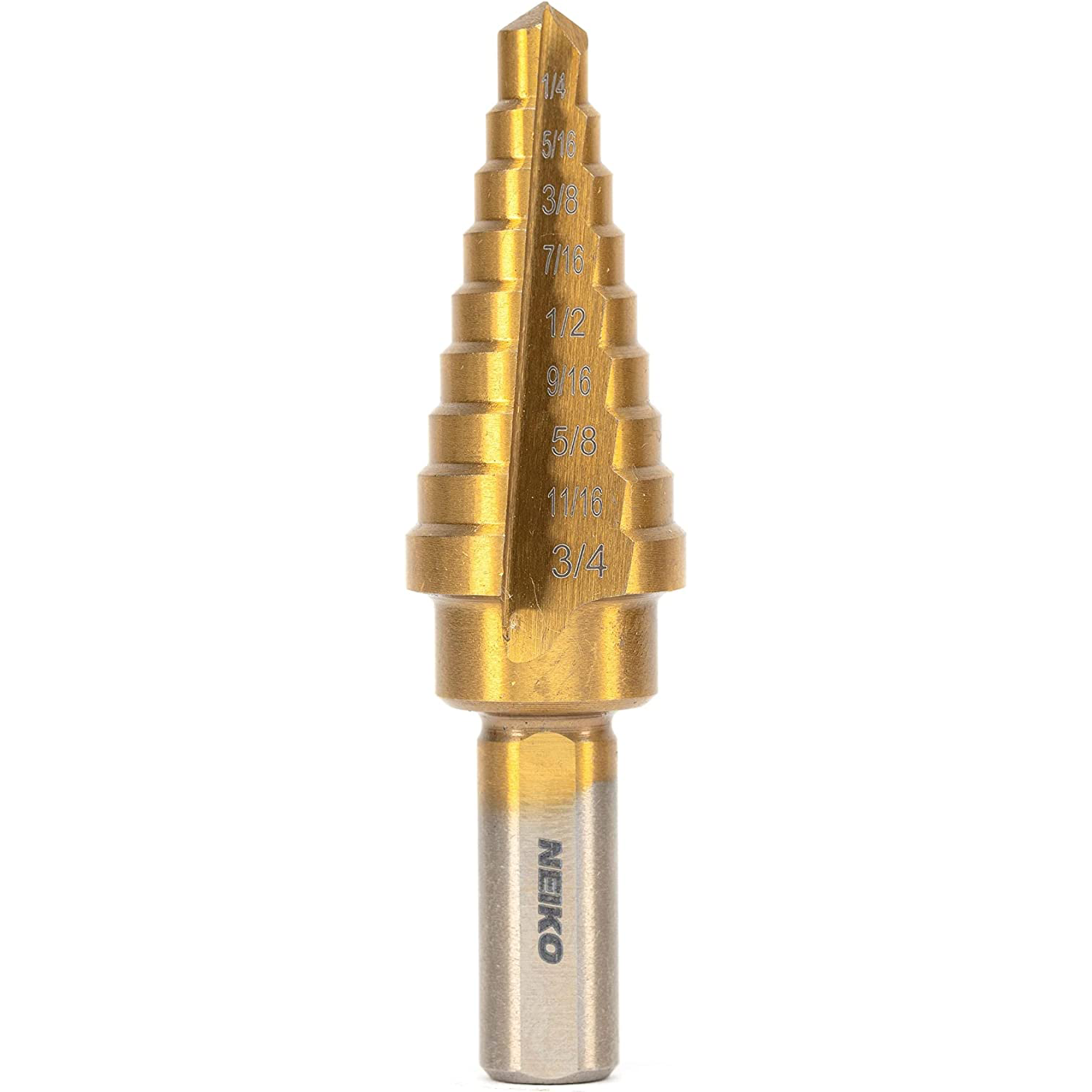 Titanium Step Drill Bit — 9 Sizes, 1/4"–3/4", HSS Alloy Steel