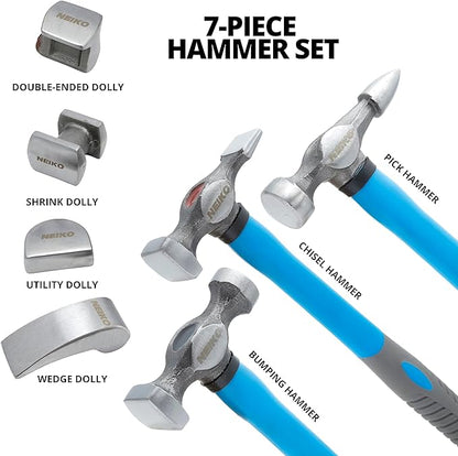 Auto Body Repair Hammer & Dolly Set – Drop-Forged Steel (7-Piece)