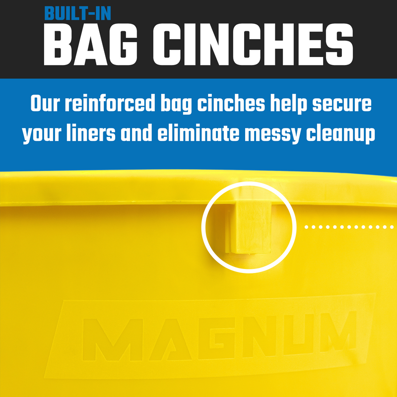MAGNUM 55 Gallon Trash Can, High-Vis Yellow, Construction Grade, Heavy Duty Plastic, Jobsite Ready for Handling and Holding Garbage CMTC-C000-55Y04 (4 Pack)