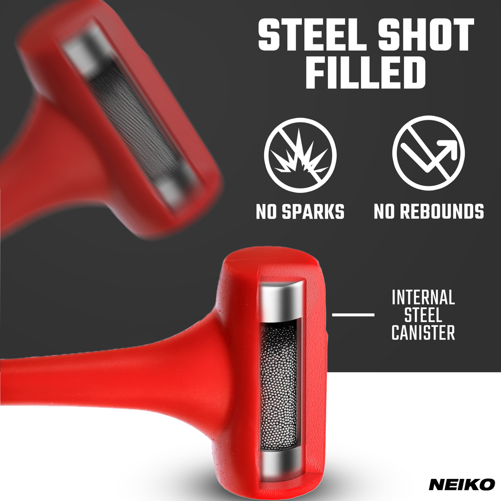 NEIKO 02882B 12 Lb Dead Blow Hammer, 36-1/2” Long, Red, Unibody Molded ...