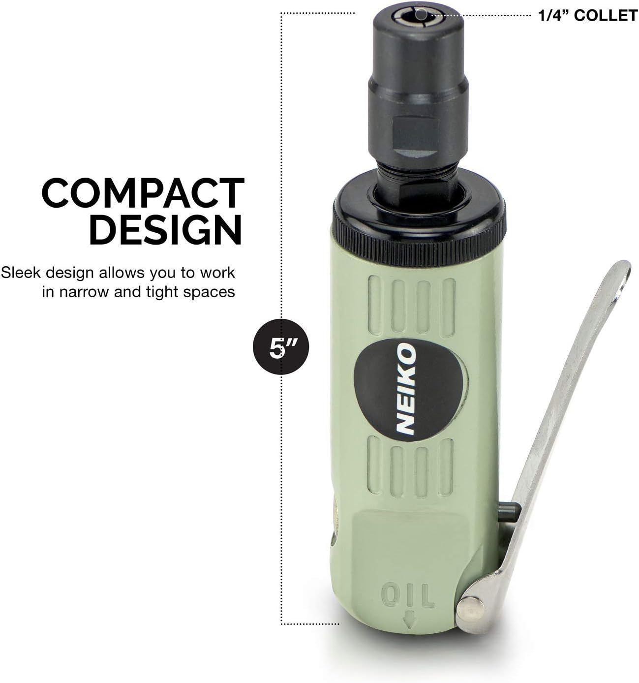 1/4" Mini Die Grinder, Air Straight Grinder 24,000 RPM Free Speed, Mini & Compact Size