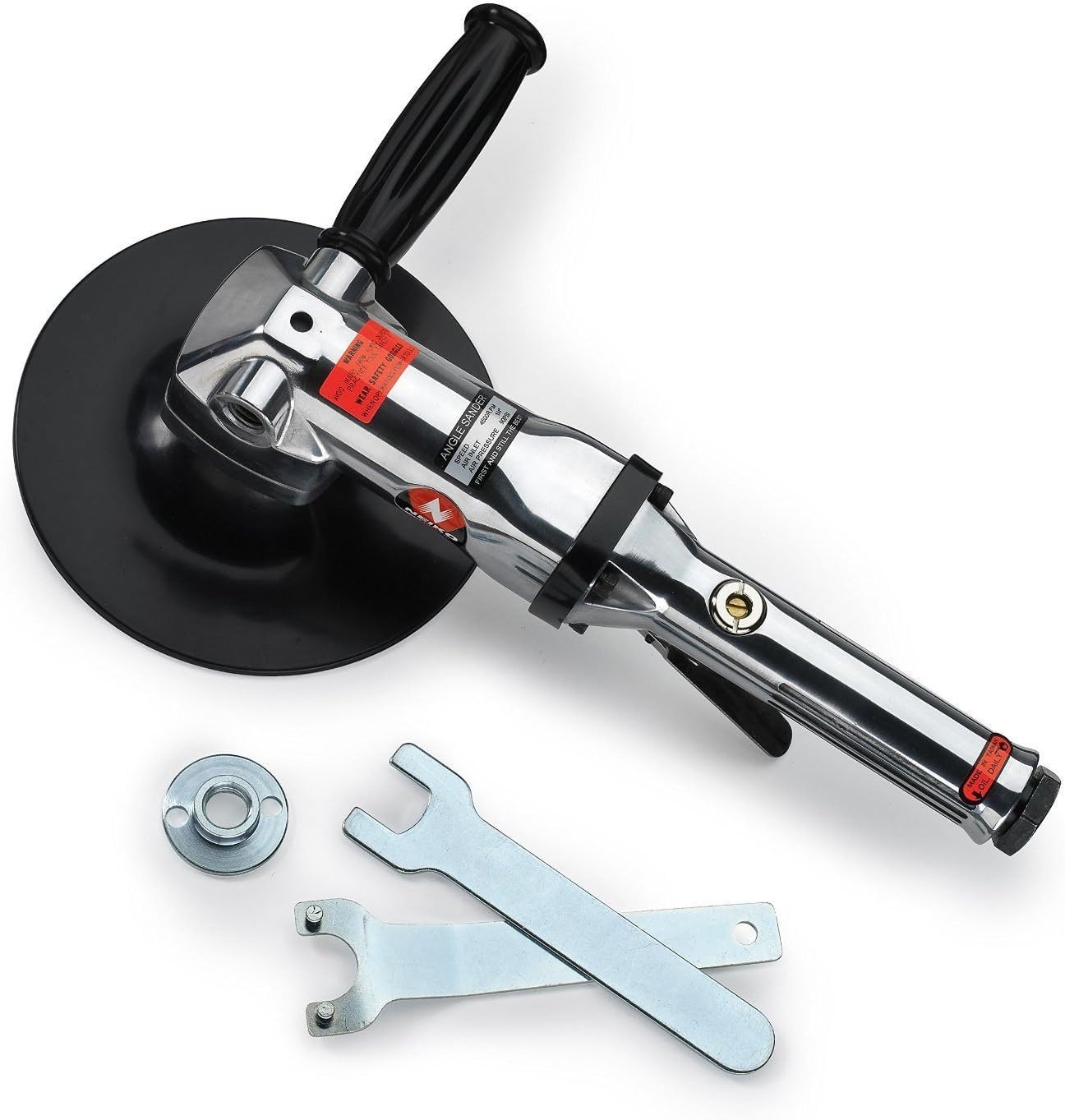 NEIKO 30070A 7" Air Angle Sander | 1/4" NPT Air Inlet | 6 CFM 90 PSI | 4500 RPM | Pneumatic Tool for Grinding and Polishing Surfaces