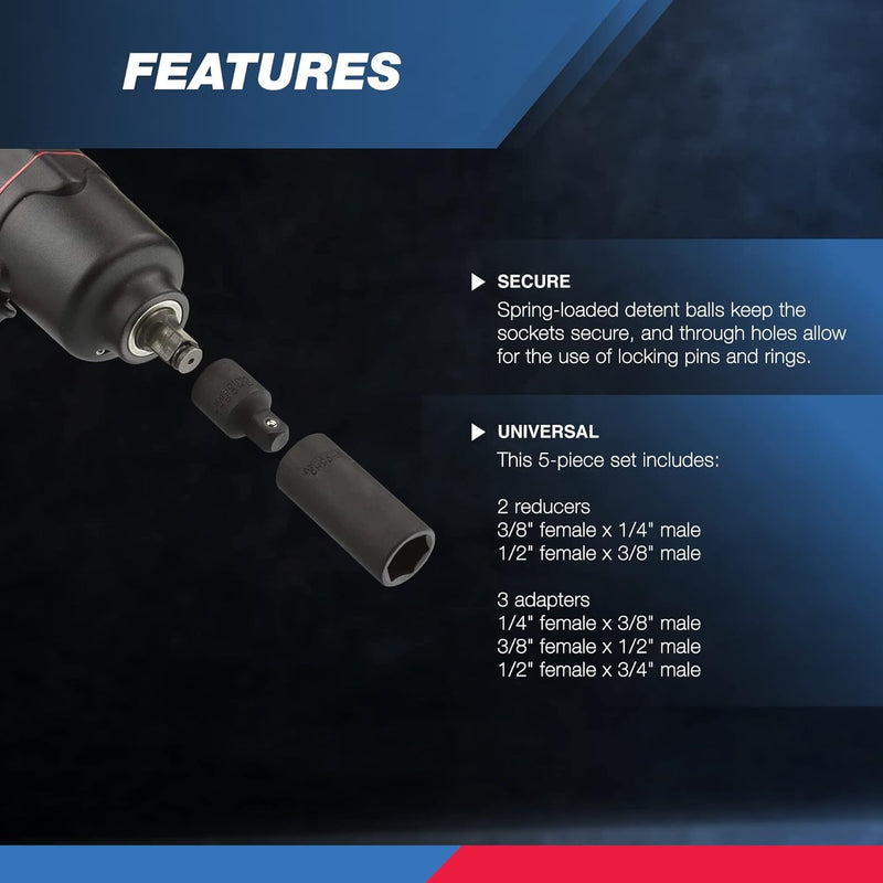 NEIKO 30249A Piece Impact Socket Adapter Set, Standard SAE, 1/4