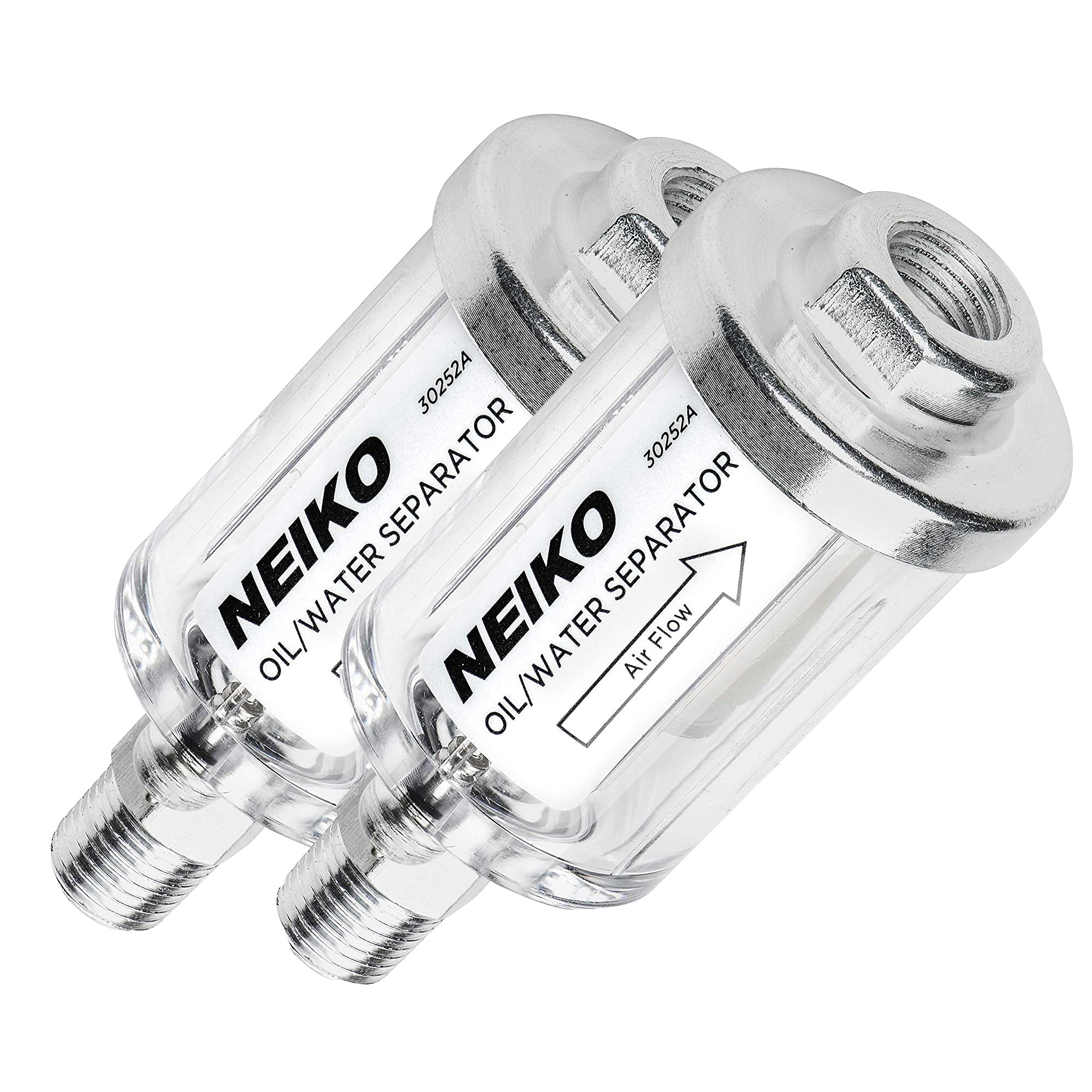 NEIKO 30253A Water & Oil Separator for Air Line, 2 Pack | 1/4 Inch NPT Inlet and Exhaust | 150 PSI | Air Compressor and Air Tool Accessory | Protect the Life NEIKO 30253A Water & Oil Separator for Air Line, 2 Pack | 1/4 Inch NPT Inlet and Exhaust | 150 PSI | Air Compressor and Air Tool Accessory | Protect the Life