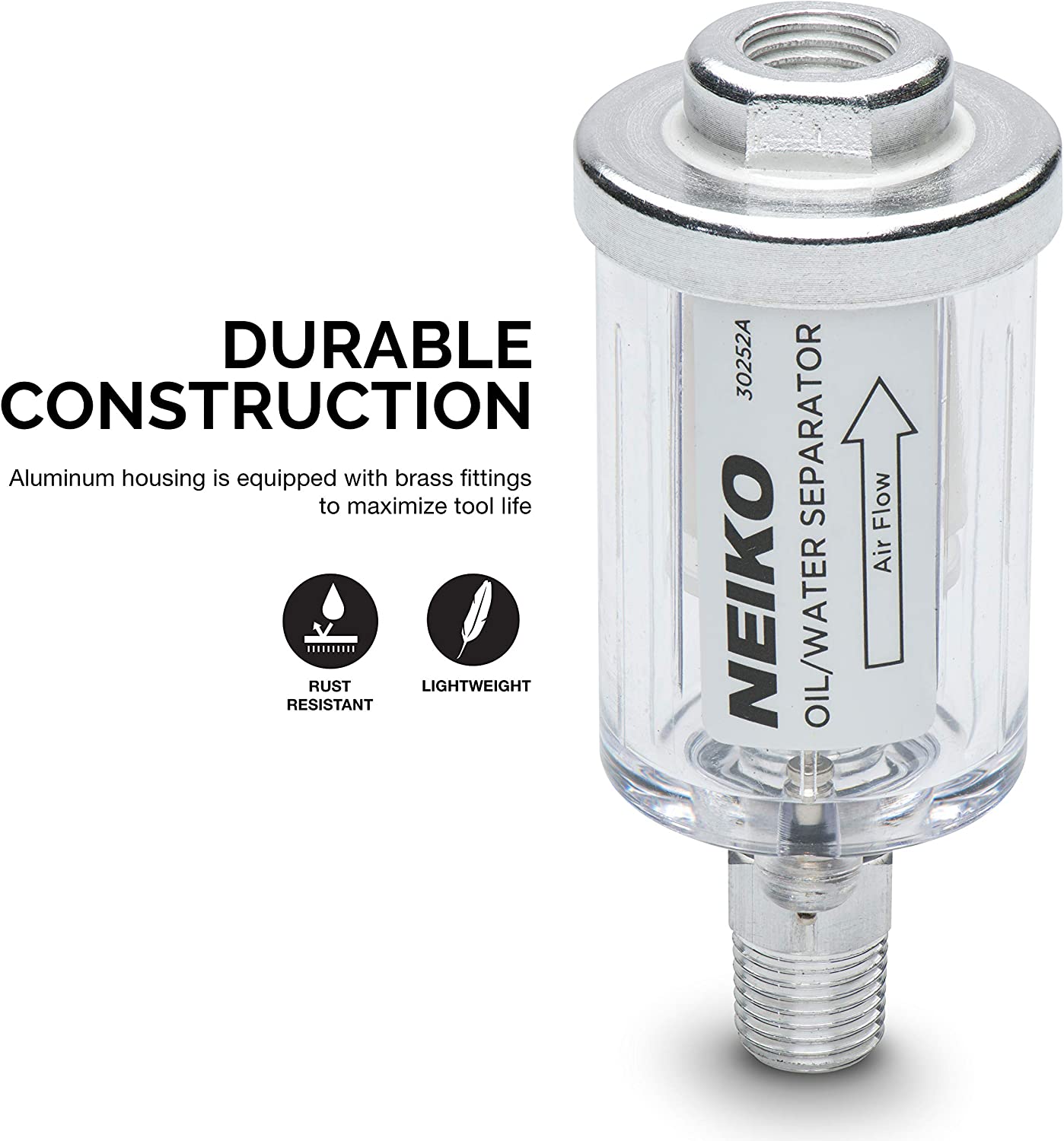 Water & Oil Separator for Air Line — 1/4" NPT, 90 PSI