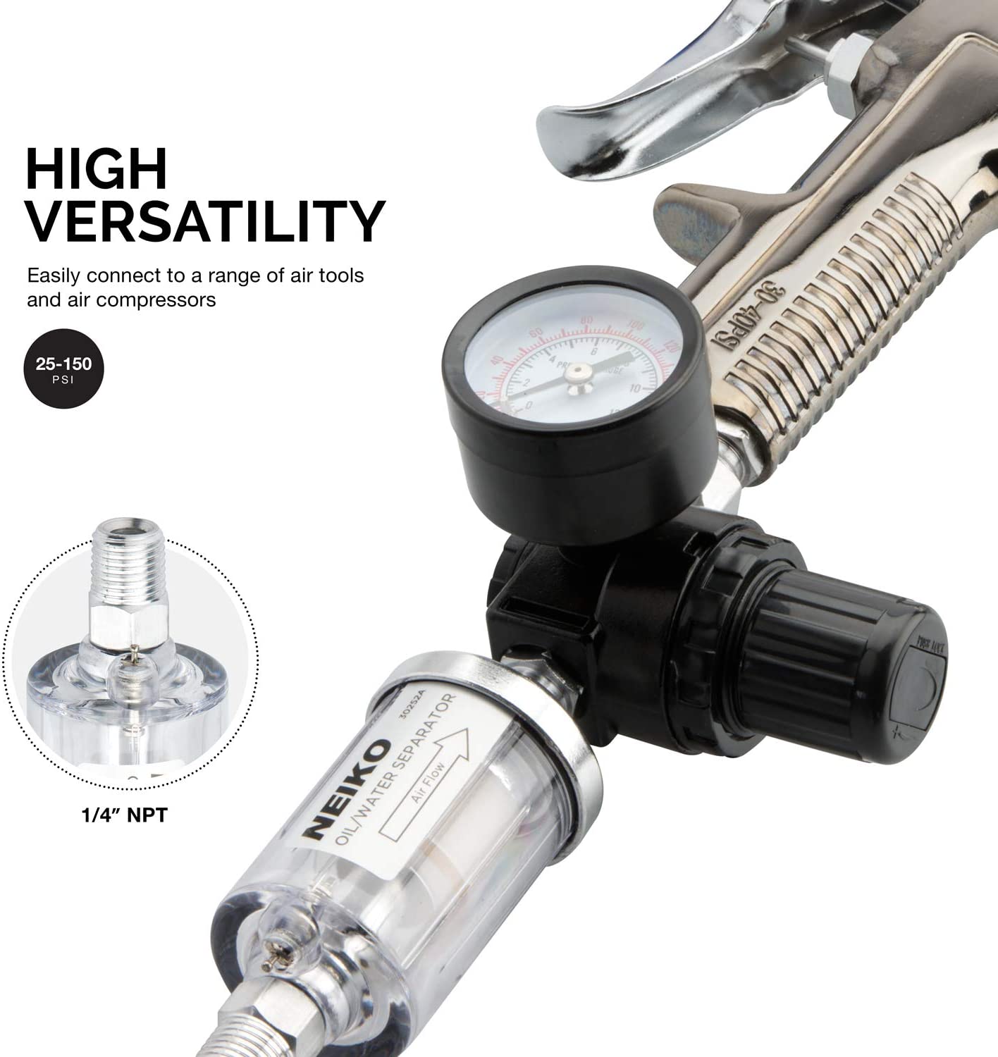 NEIKO Water & Oil Separator for Air Line, 1/4