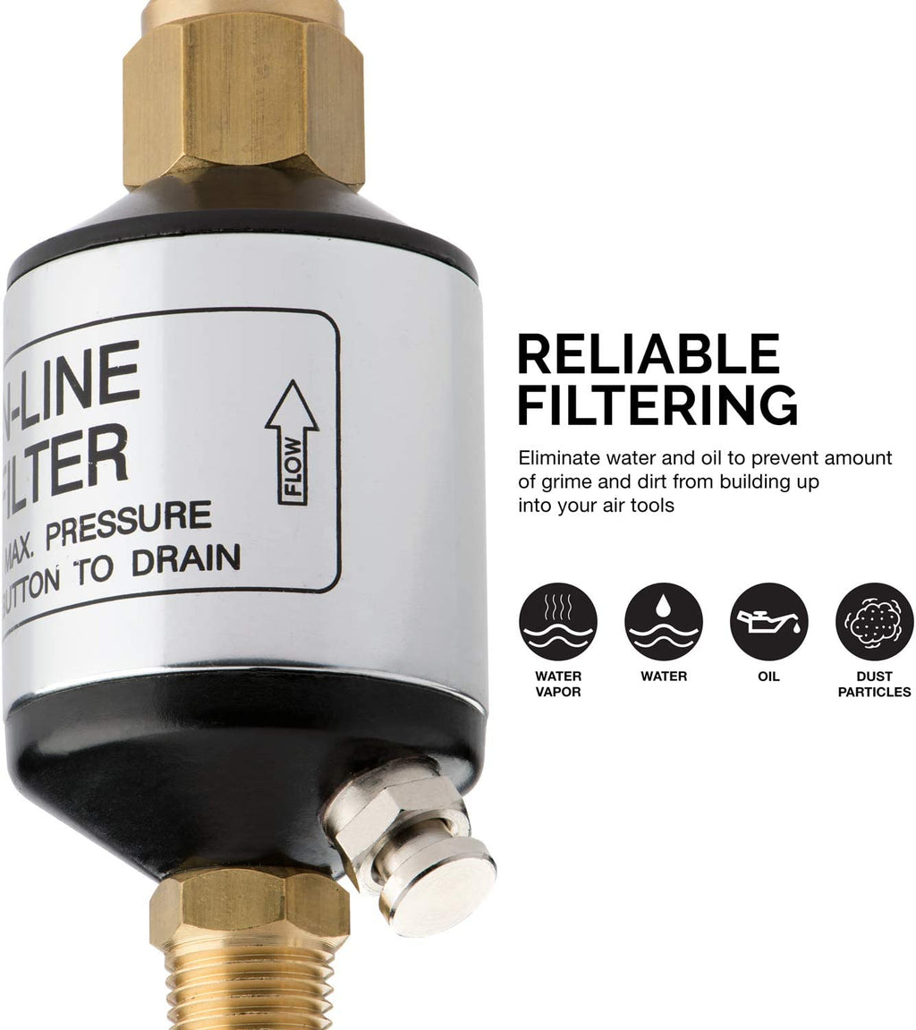 thumbnail image 2 of AEROPRO Water Oil Separator For Air Tools - 1/4 Inch NPT Filter For Spray Guns & Pneumatic Equipment 2 of 9