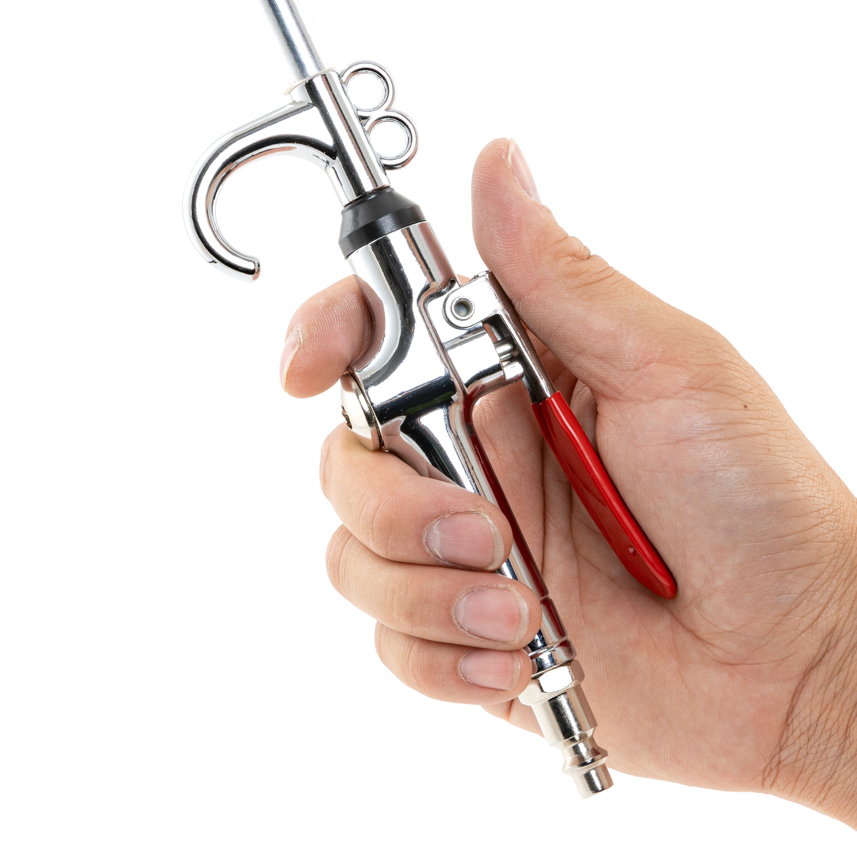 High-Flow Extensible Air Blow Gun — 17"–26", 360° Swivel Hook