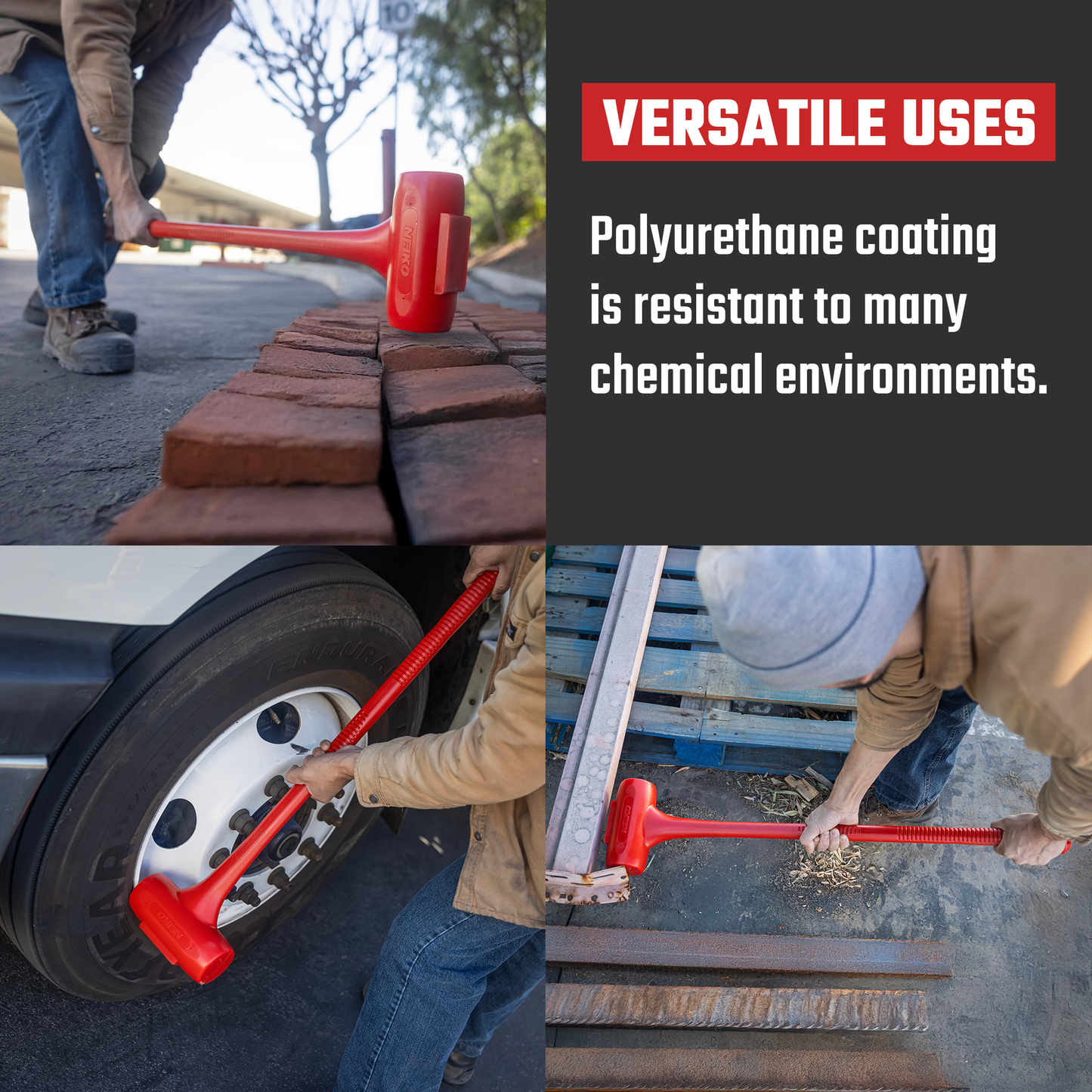 12 lb Dead Blow Hammer – One-Piece Steel Core, 36-1/2” Handle