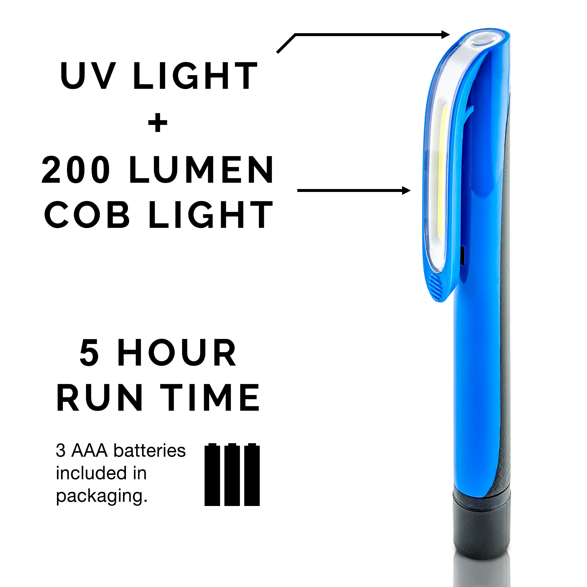 LED Pocket Work Light – COB LED & UV Blacklight, Hands-Free Magnetic Mount