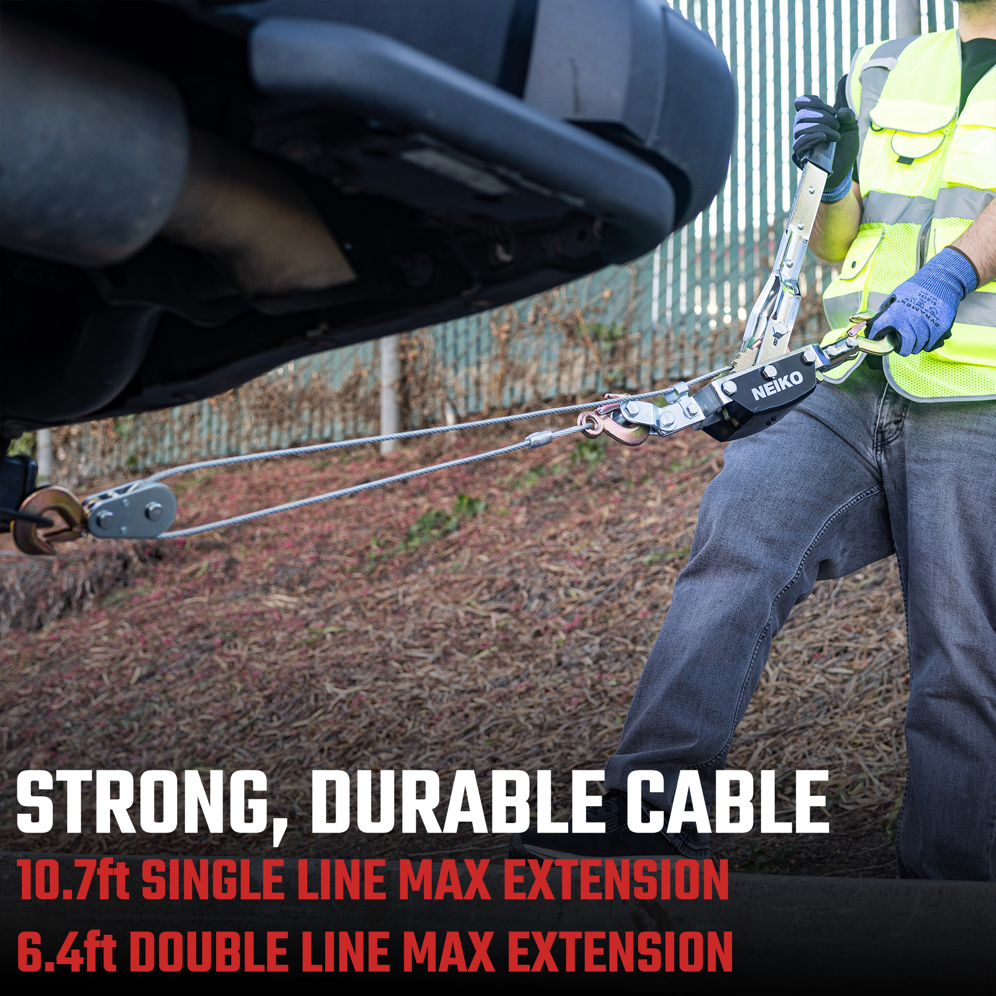 Come-Along Winch – 4-Ton (8,000 lb), 9.8 ft Heavy-Duty Cable