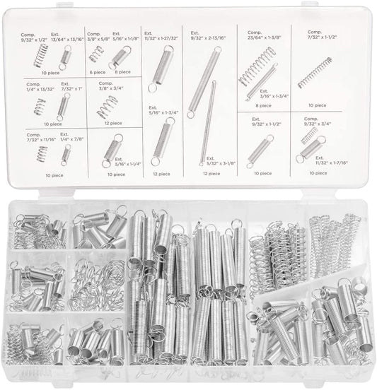 NEIKO 50456A Spring Assortment Set, 200 Piece, Extension and Compression Springs Kit, Zinc Plated Steel Mechanical Compression Springs, Assorted Size Small Springs for All Types of Home Repairs & DIY