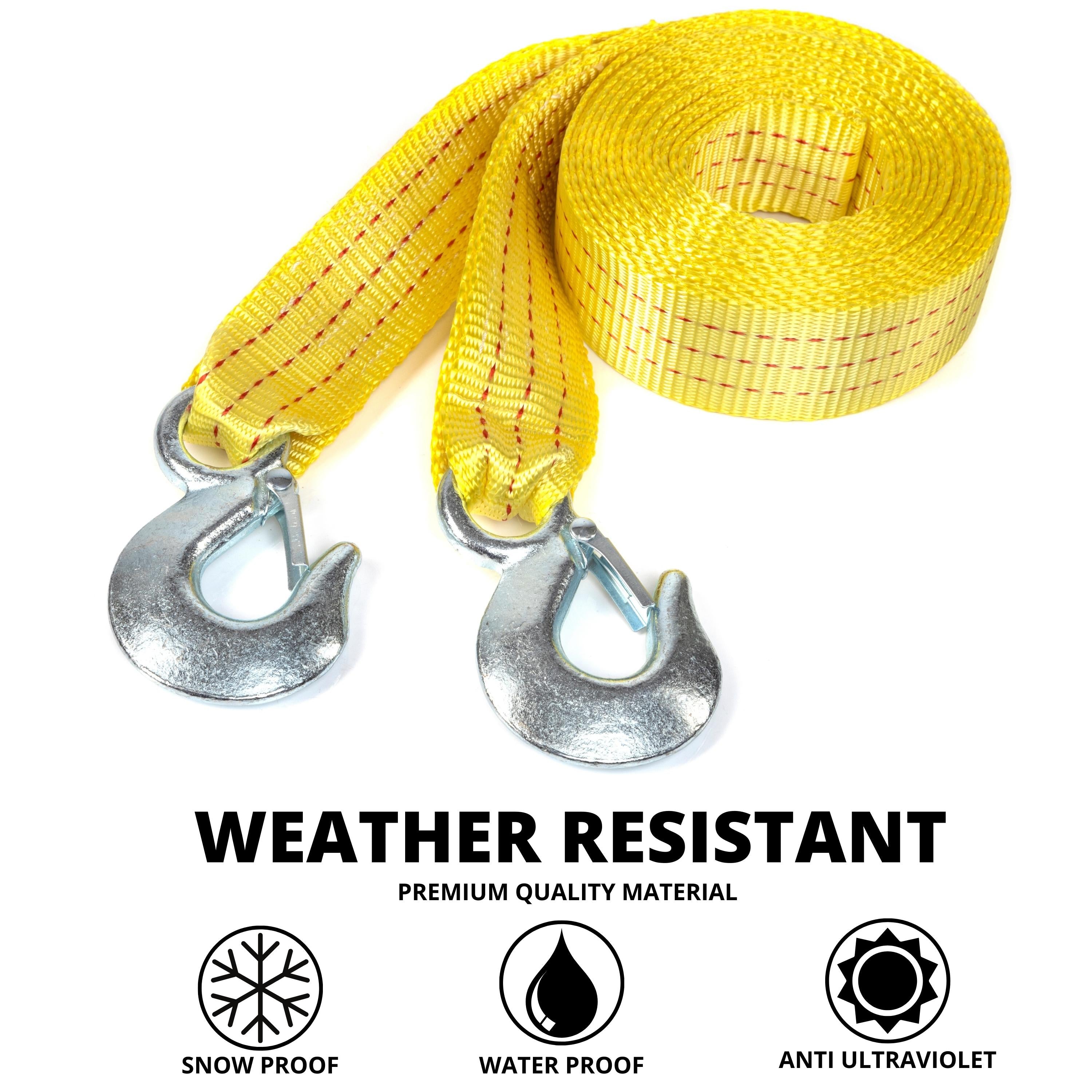 Heavy-Duty Tow Strap with Hooks — 2" × 20', 10,000-Lb Capacity, Polyester