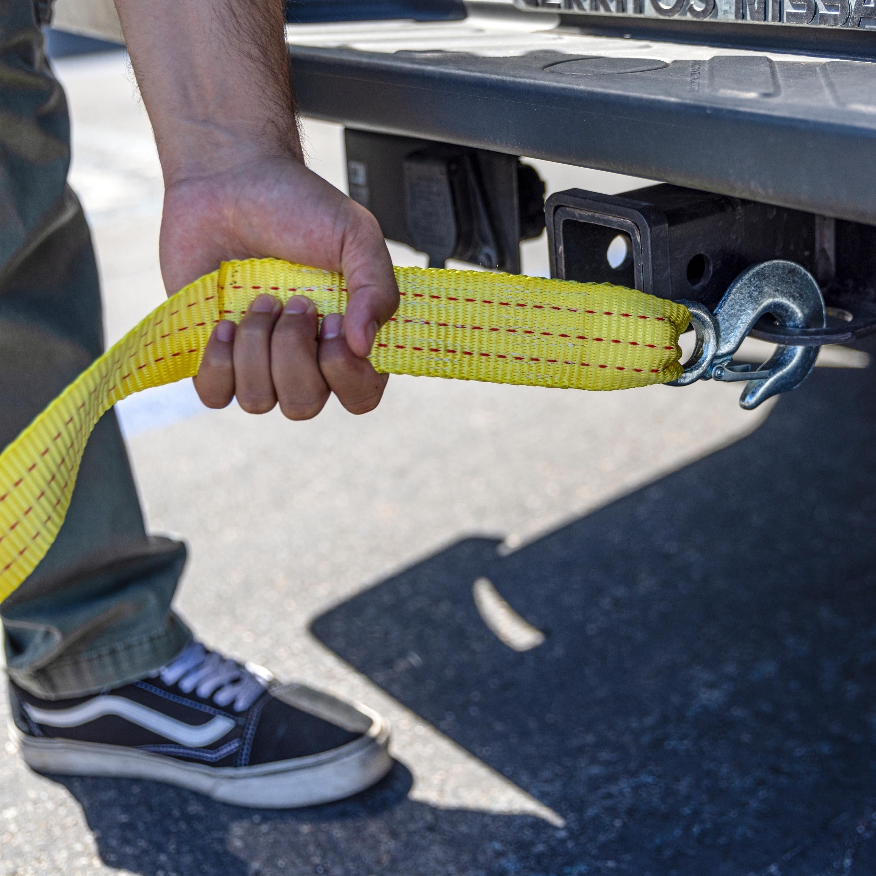 Heavy-Duty Tow Strap with Hooks — 2" × 20', 10,000-Lb Capacity, Polyester