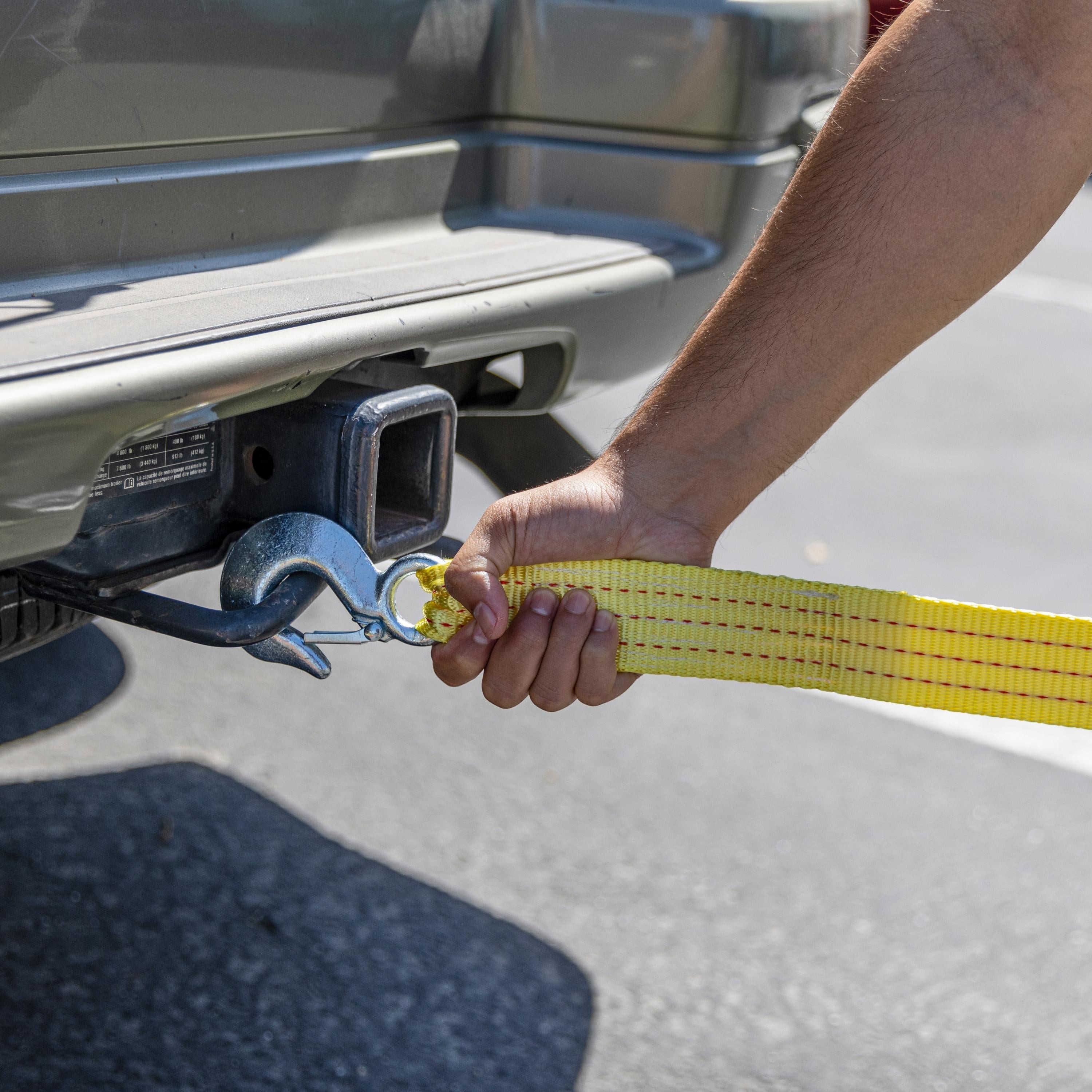Heavy-Duty Tow Strap with Hooks — 2" × 20', 10,000-Lb Capacity, Polyester