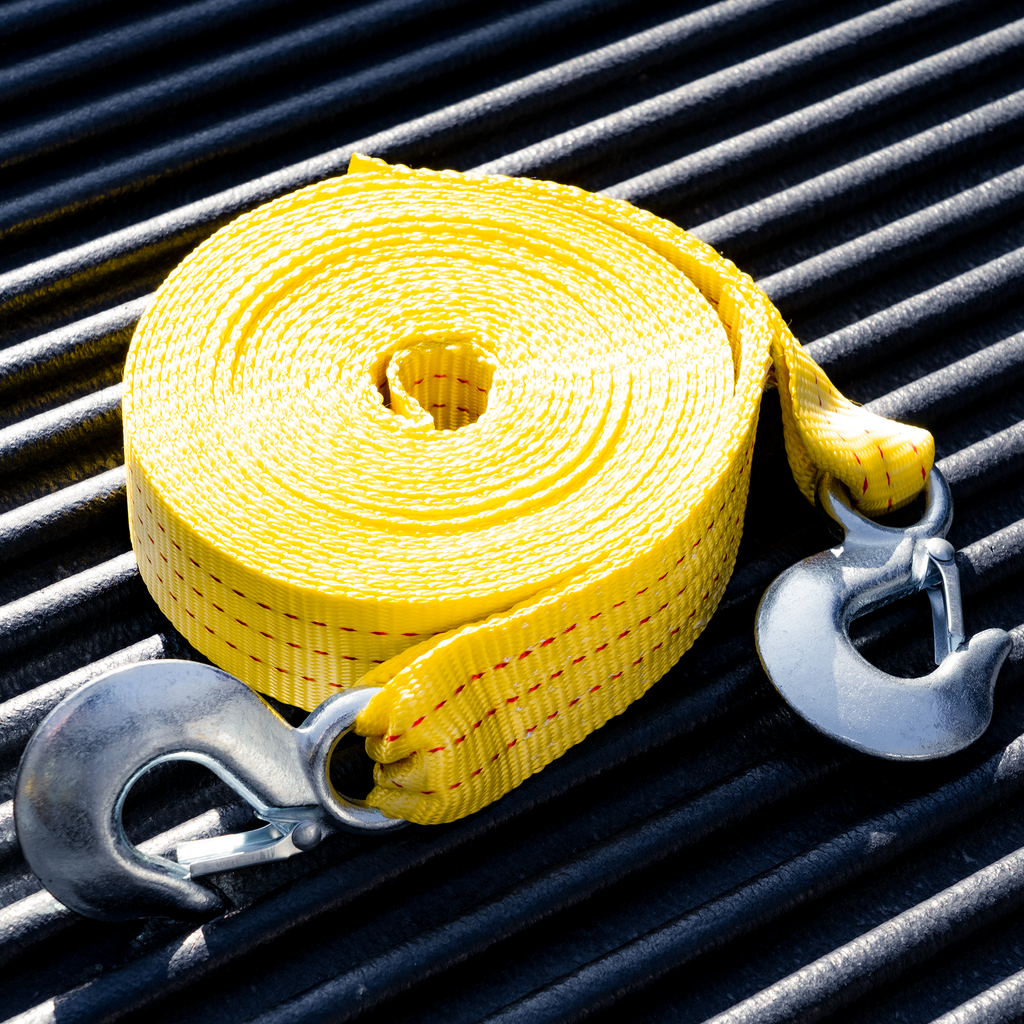 Tow Strap with Hooks 2”x20' 15,000 LBS, Tow Rope Metal Safety Hooks, Car  Heavy Duty Recovery Rope for Trailers, Securing Items, and Farm Cleaning