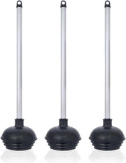 Heavy-Duty Toilet Plunger Set – All-Angle Design, Aluminum Handle (3-Pack)