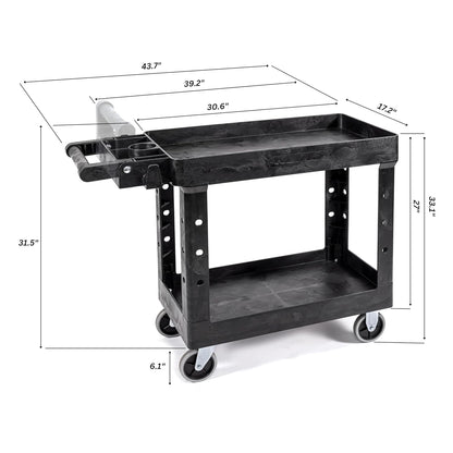 2-Tier Heavy-Duty Utility Cart – 500 lb Capacity, Non-Marking Wheels