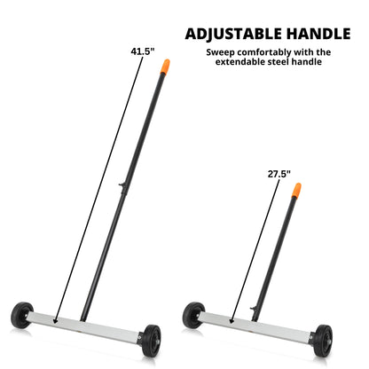 17” Mini Magnetic Sweeper – Lightweight Rolling Design, 10 lb Pickup Capacity