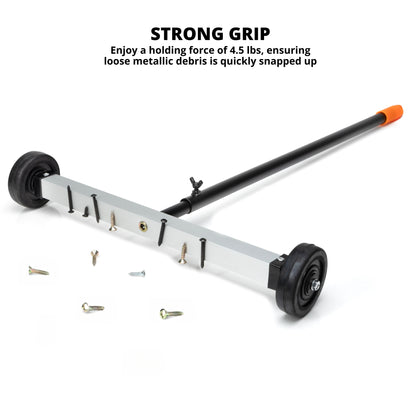 17” Mini Magnetic Sweeper – Lightweight Rolling Design, 10 lb Pickup Capacity