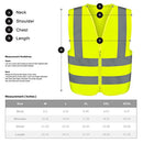 Neiko 53942A High Visibility Safety Vest with Reflective Strips | Size X-Large | Neon Yellow Color | Zipper Front | For Emergency, Construction and Safety Use