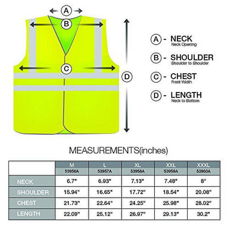 Neiko 53957A High-Visibility Safety Vest with Reflective Strips for Emergency, Construction, and Safety Use, Neon Yellow, Large