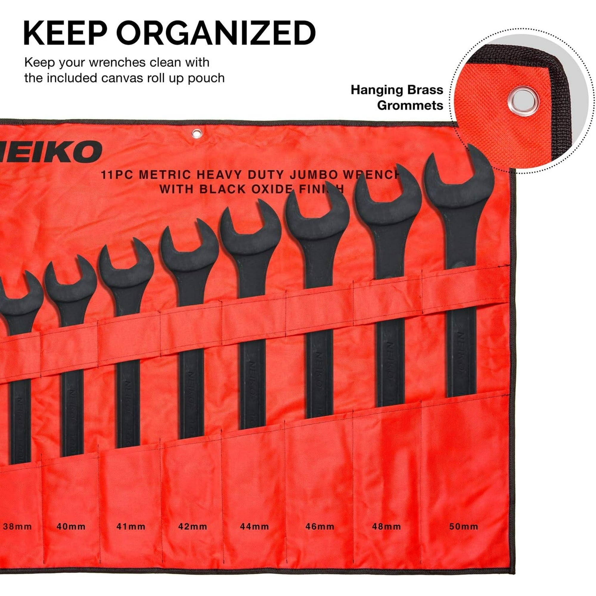 Metric Jumbo Combination Wrench Set – Black Oxide Finish, 34–50 mm (11-Piece)