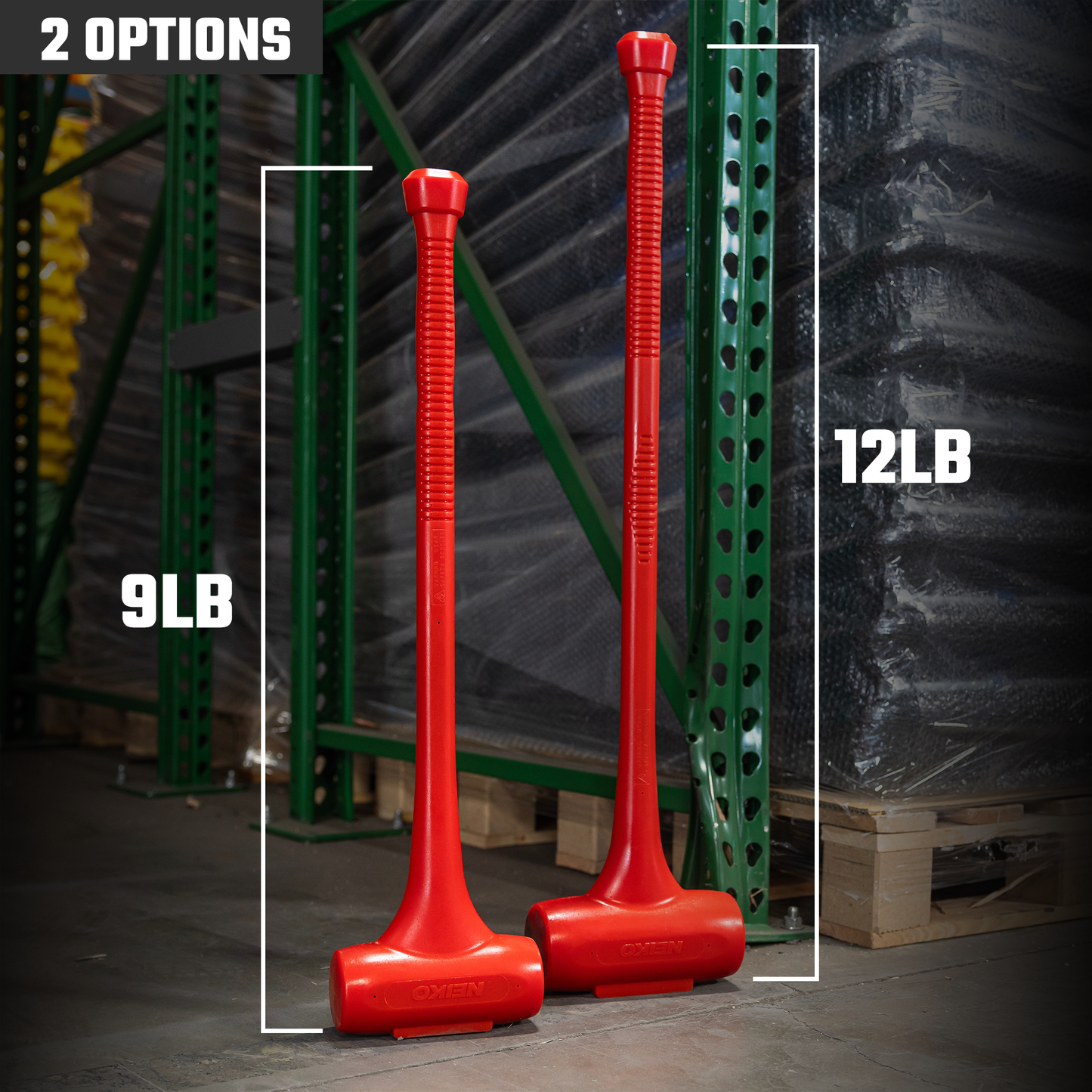 12 lb Dead Blow Hammer – One-Piece Steel Core, 36-1/2” Handle