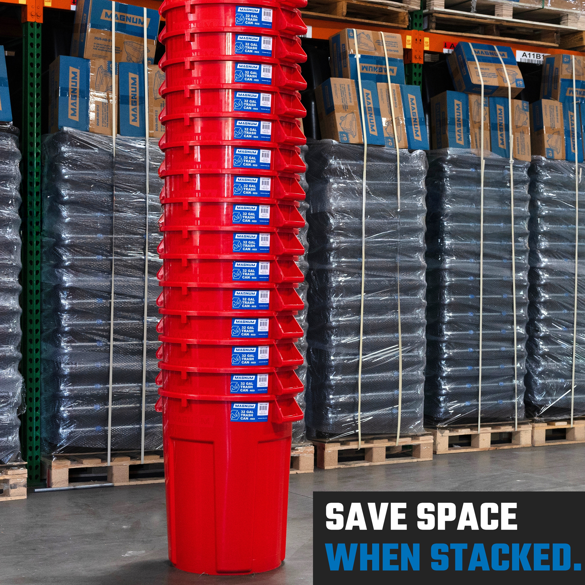 High-Vis Red 32-Gallon Heavy-Duty Trash Can (5-Pack)