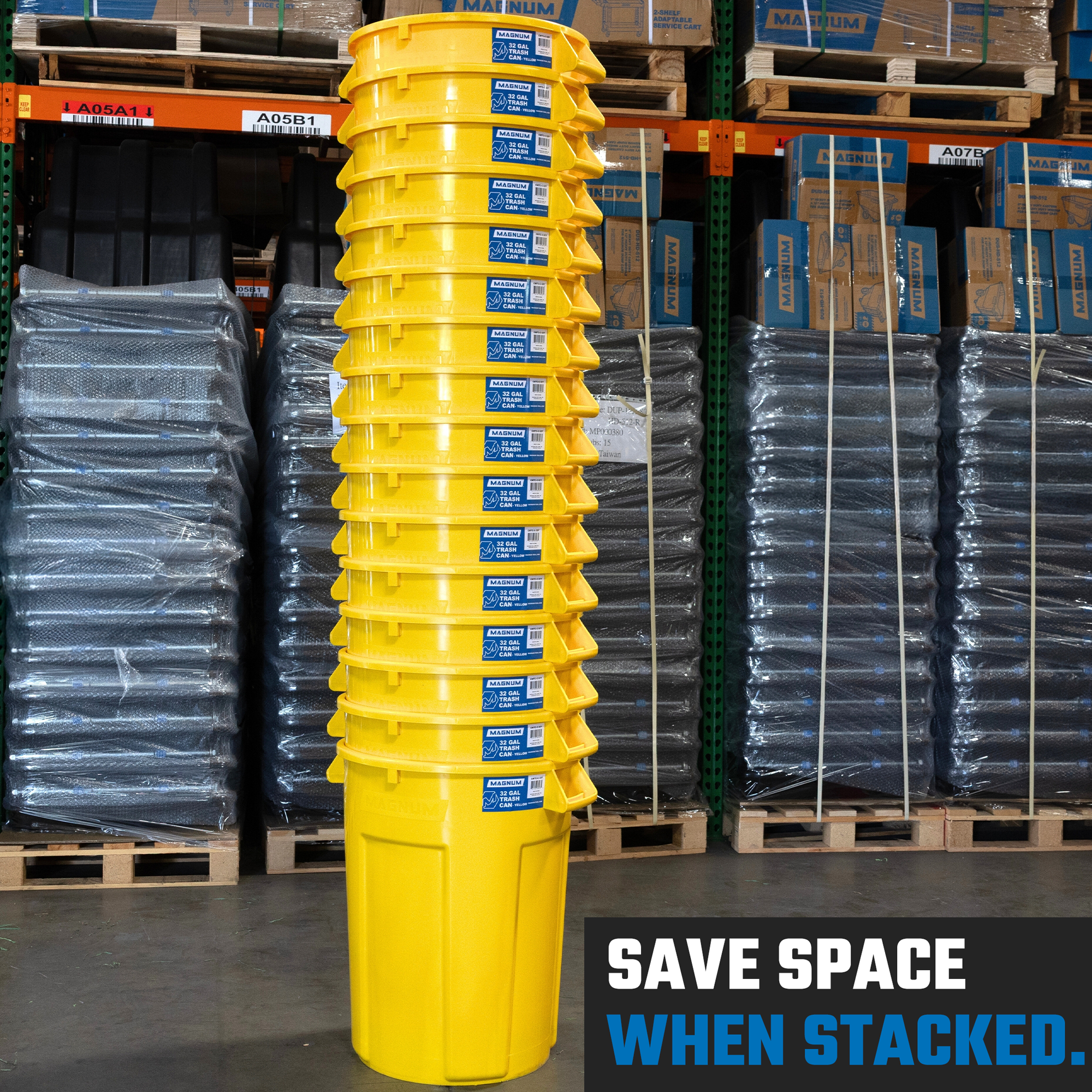 High-Vis Yellow 32-Gallon Heavy-Duty Trash Can (2-Pack)