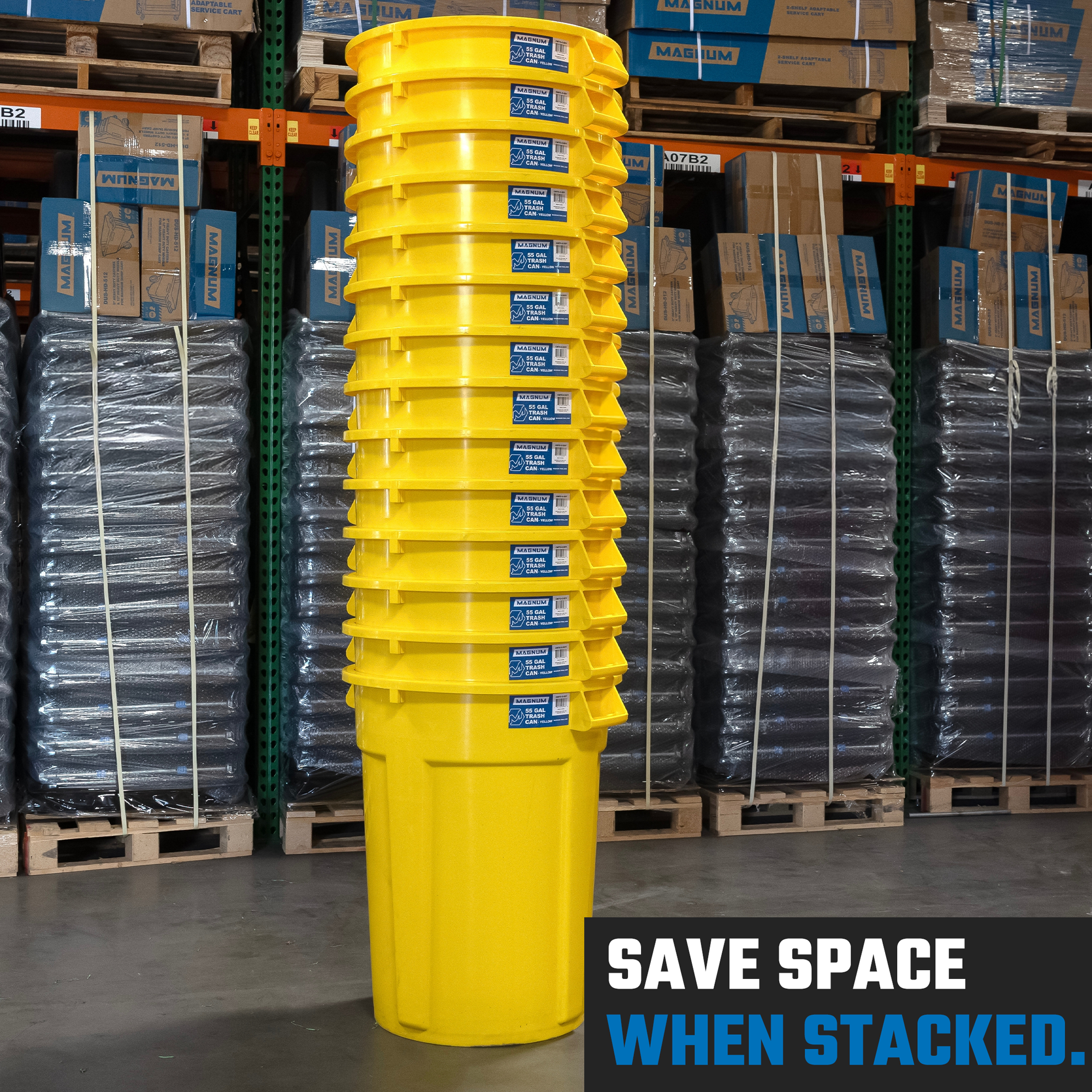 High-Vis Yellow 55-Gallon Heavy-Duty Trash Can (3-Pack)