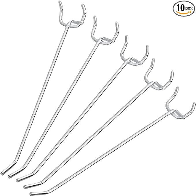 6” Pegboard Hook Set – Tool & Garage Organization (10-Pack, 500 Total)