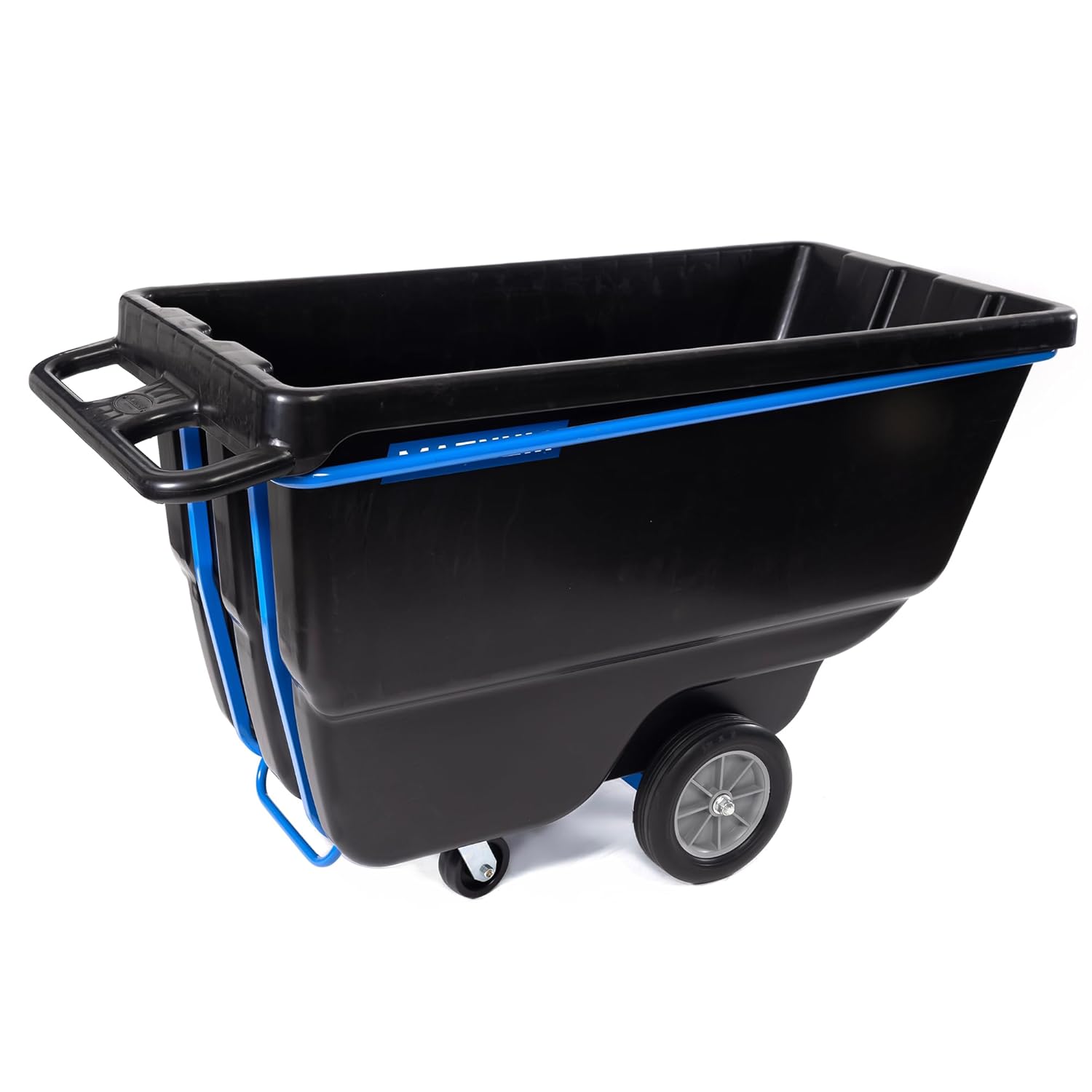 Tilt Truck, 1 Cu. Yd. Covered Capacity Dump Cart with Non-Marking 12” Wheels & 5” Casters & Heavy Duty Full Frame, 1200 lbs