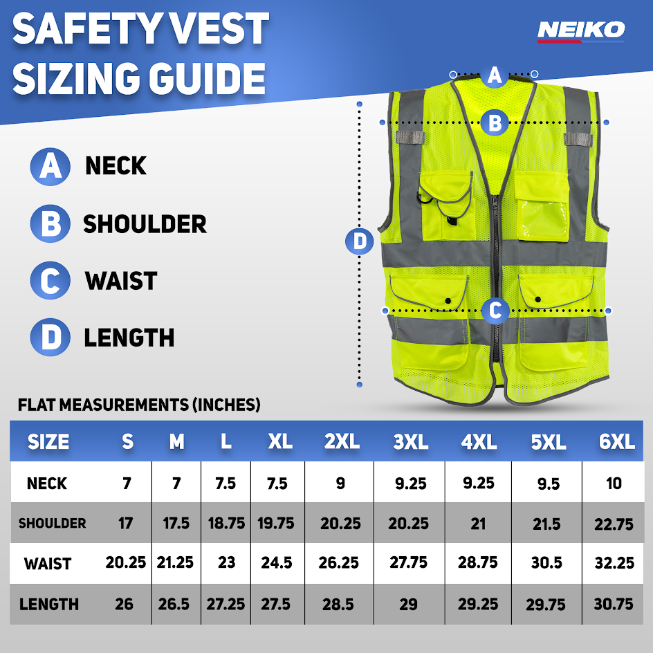 High-Visibility Safety Vest – 9 Pockets, Mesh, Reflective Strips, Zipper Front (6XL)