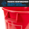 MAGNUM 32 Gallon Trash Can, High-Vis Red, Construction Grade, Heavy Duty Plastic, Jobsite Ready for Handling and Holding Garbage CMTC-C000-32R05 (5 Pack)