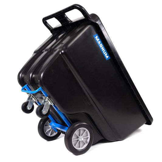 MAGNUM Tilt Truck, 1 Cu. Yd. Covered Capacity Dump Cart with Non-Marking 12” Wheels & 5” Casters & Reinforcing Bottom Frame for Jobsites, 1000 lbs, Trash Cart with Wheels DUC100-R-NM