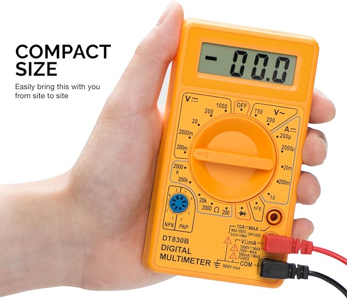 Neiko HILTEX 40508 Digital Multimeter | Diode and Transistor Tester | AC/DC Volt Test | Test Probes | Voltmeter | Multitester Meter |Volt/OHM Meter (VOM) | Measure Voltage Test(Pack of 25)