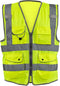 NEIKO Safety Vest with Pockets, 9 Pocket, High Visibility Vest, Reflective Strips, Zipper Front, Reflective Vest For Men & Women, Work Vest, Security Vest, Hi Vis Neon Yellow Vest Small 54050A