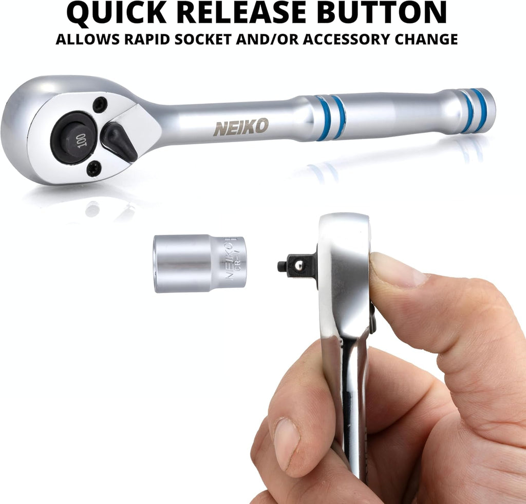1/4” Drive Ratchet Wrench – 100-Tooth, Quick Release – NEIKO®